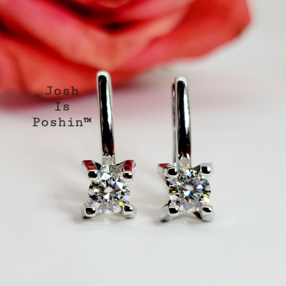 1CT. T.W. Moissanite round cut latch back earrings in sterling silver - Picture 10 of 14